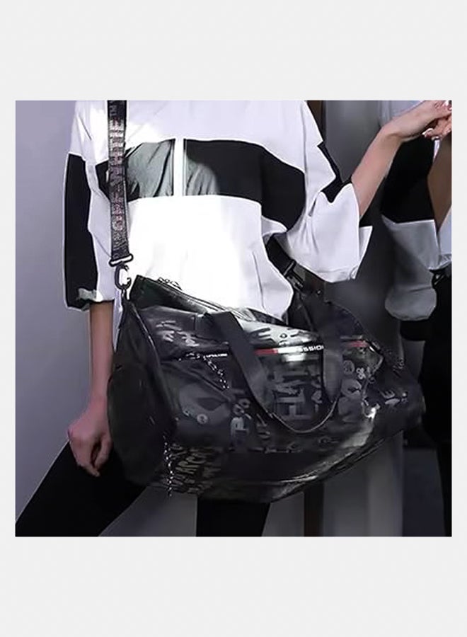 OFF-WHITE Water Resistant Travel Duffel Bag for Men & Women | Convertible Travel & Sports Backpack with Shoe Compartment & Easy Front Pocket | Travel Luggage Bags-Black - Image 2